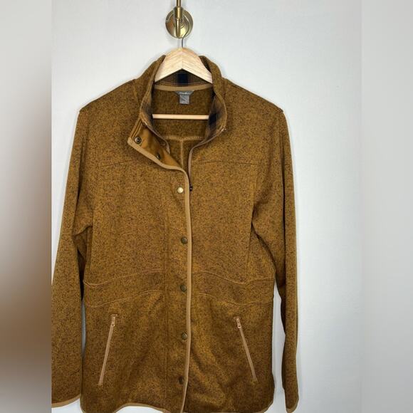 Eddie Bauer Long Fleece Snap Jacket Mustard - Picture 3 of 4